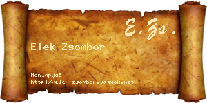 Elek Zsombor névjegykártya